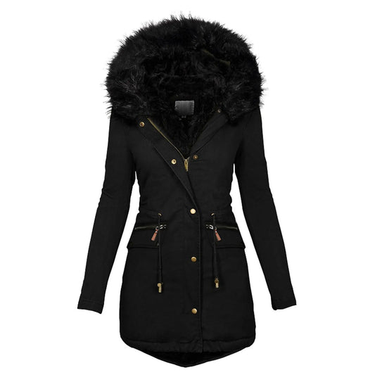 Fashion Jacket Parka Women Velvet Parka Coat With Drawstring Pockets Thick Warm Winter Jackets for Women 2023 Down Jackets