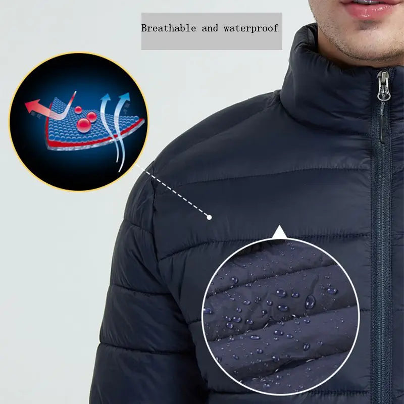 2021 NWE Men Winter Warm USB Heating Jackets Smart Thermostat Pure Color Hooded Heated Clothing Waterproof  Warm Jackets