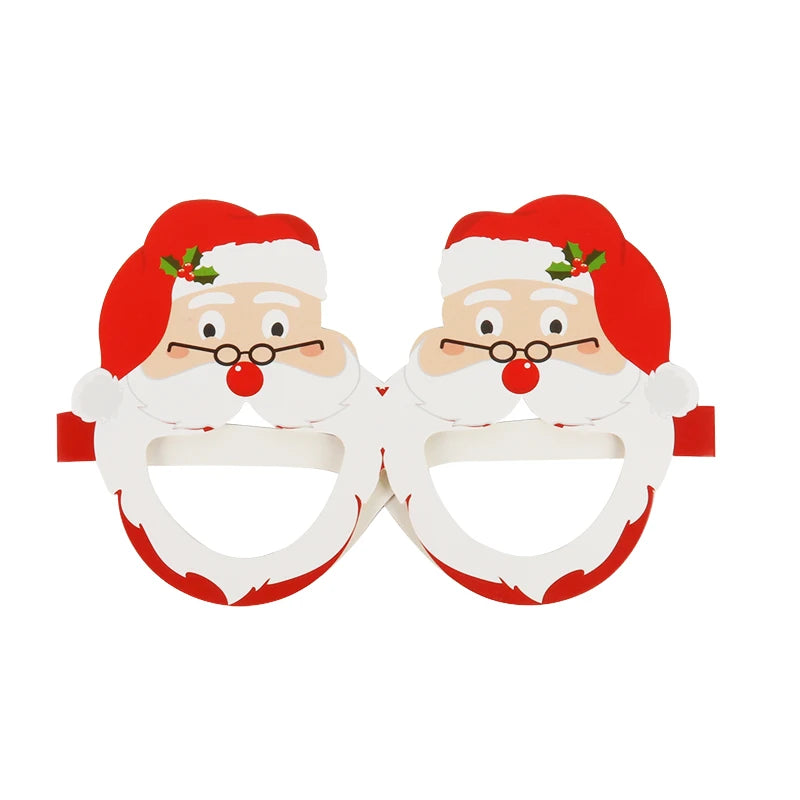 9pcs Santa Claus Xmas Tree Elk Paper Glasses Frame Christmas Glasses Photo Prop Christmas decorations new year Navidad kids gift