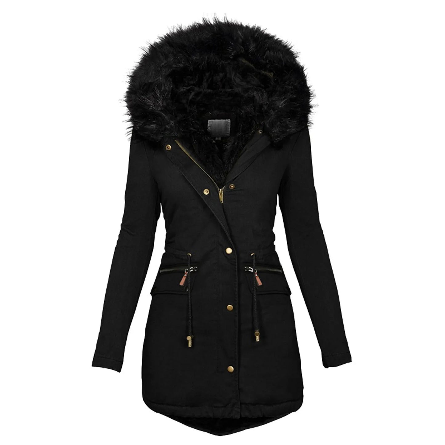 Fashion Jacket Parka Women Velvet Parka Coat With Drawstring Pockets Thick Warm Winter Jackets for Women 2023 Down Jackets