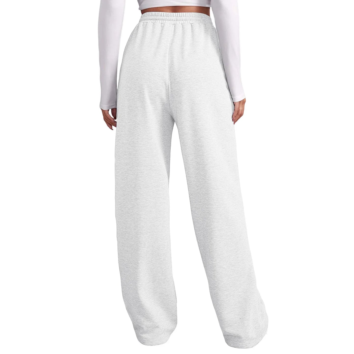 Women’s Wide Leg Pants Fleece Lined Sweatpants Travel Basic Bottom Workout High Waisted All-Match Fitness Joggers Straight Pants