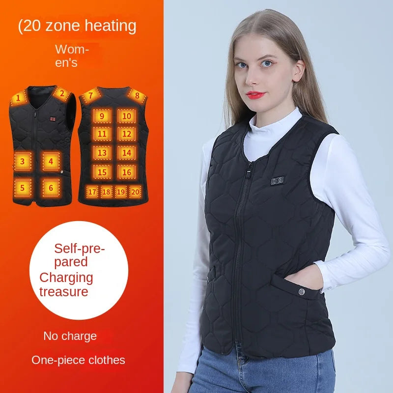 Winter smart warm down jacket electric men and women over the knee long clothing