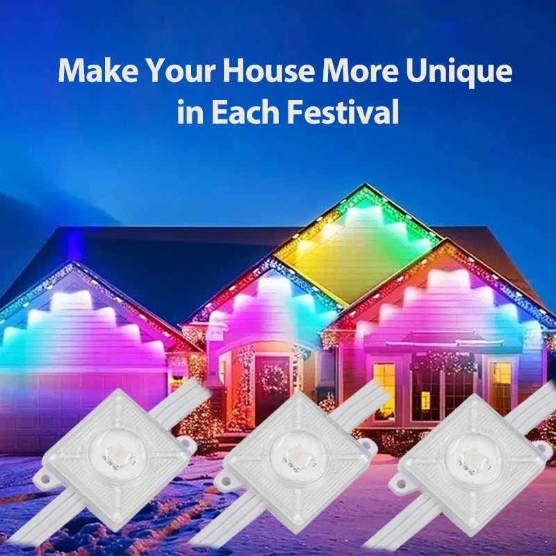 Outdoor Smart Eave Light 30LED15m 24V RGBIC Multi-Function App Control Christmas Decor Garden Garlands Halloween Holiday DIY