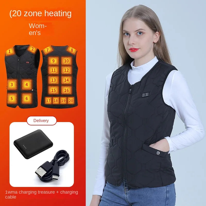 Winter smart warm down jacket electric men and women over the knee long clothing