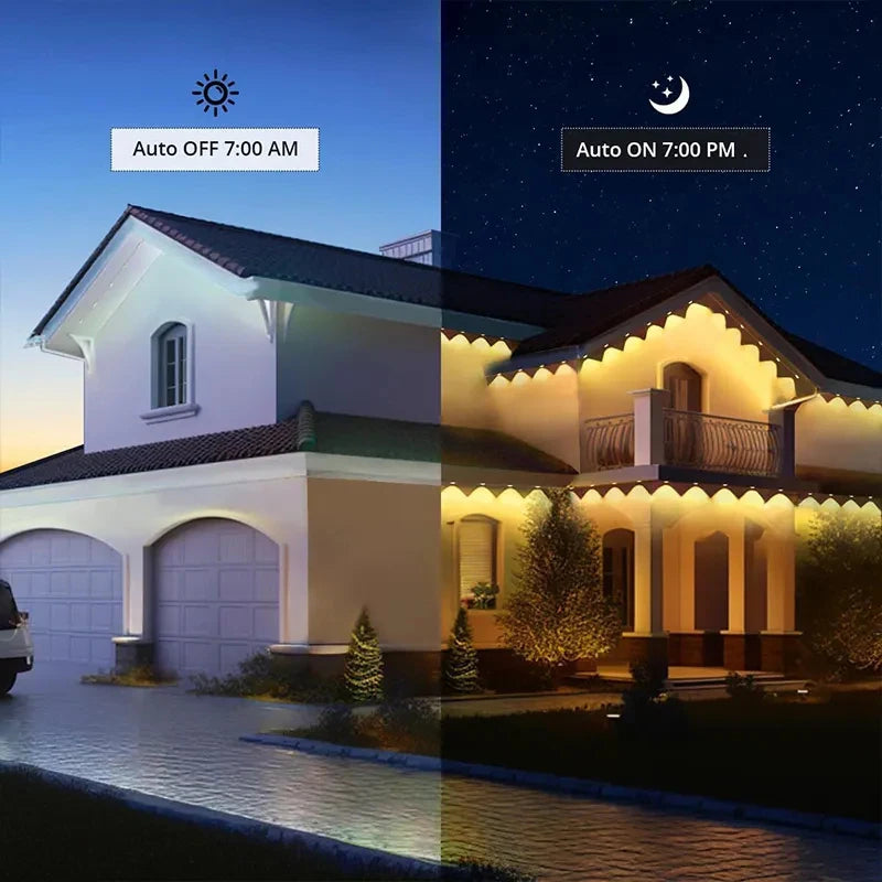 Outdoor Smart Eave Light 30LED15m 24V RGBIC Multi-Function App Control Christmas Decor Garden Garlands Halloween Holiday DIY