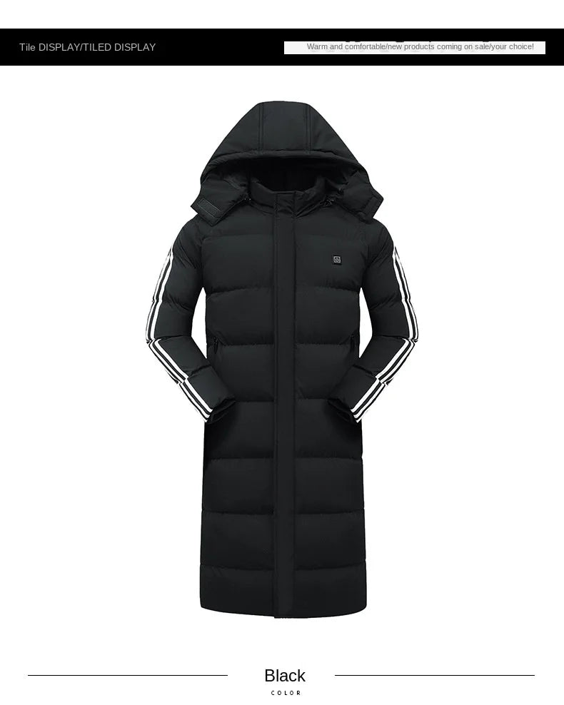 Winter smart warm down jacket electric men and women over the knee long clothing