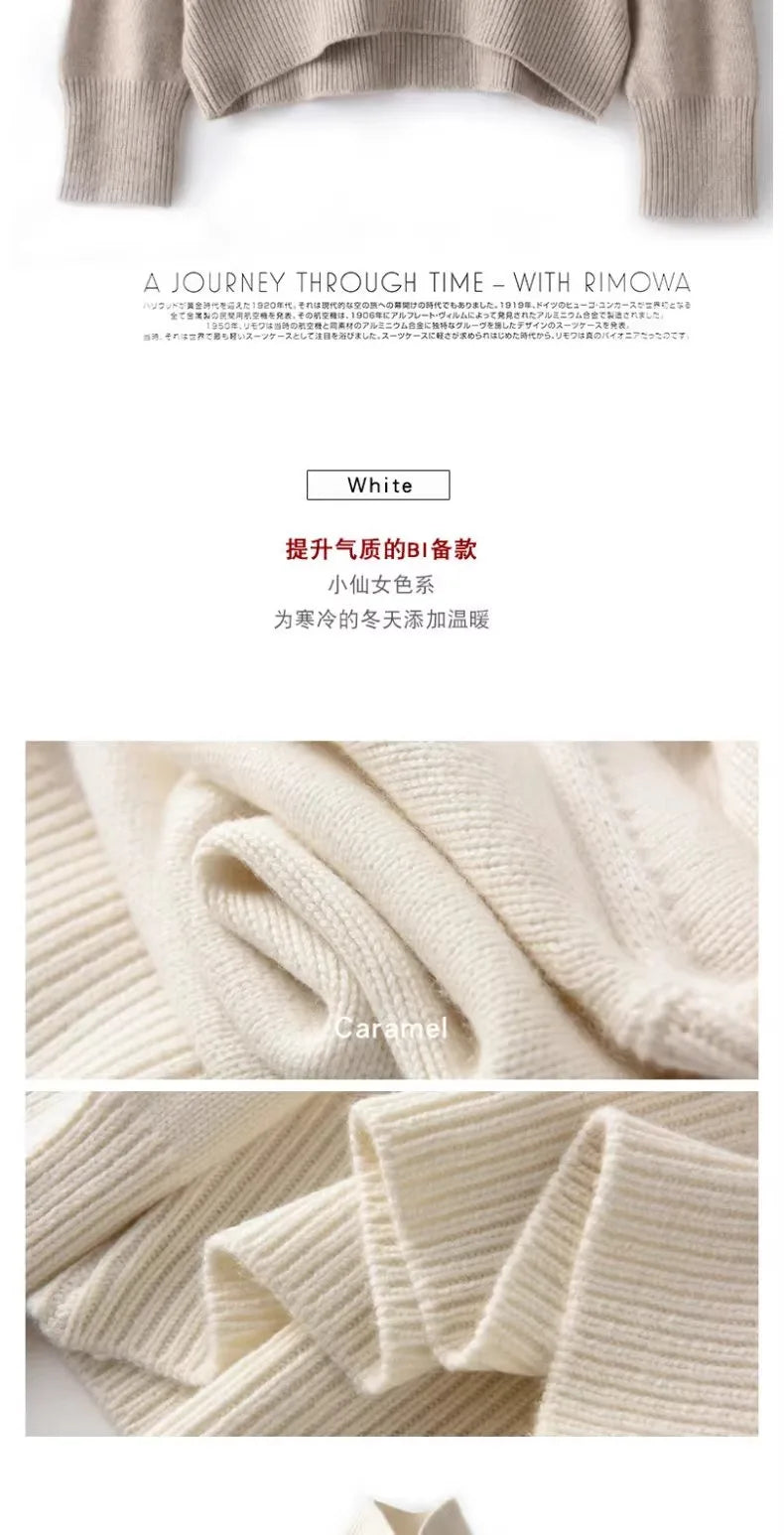 Autumn and winter new 100% pure cashmere sweater women's thick turtleneck sweater pullover loose knit sweater